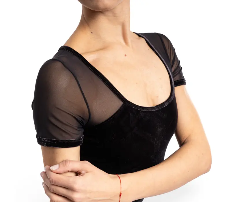 Bloch Anna cap sleeve leotard, dámsky dres  - Čierna