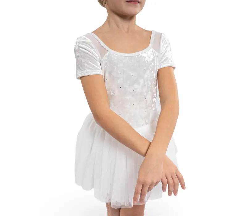 Bloch cap sleeve tutu leoard, dres pre dievčatá s tutu sukničkou  - Biela