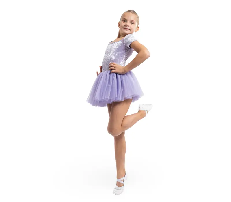 Bloch cap sleeve tutu leoard, dres pre dievčatá s tutu sukničkou  - Orgovánová lilac Bloch