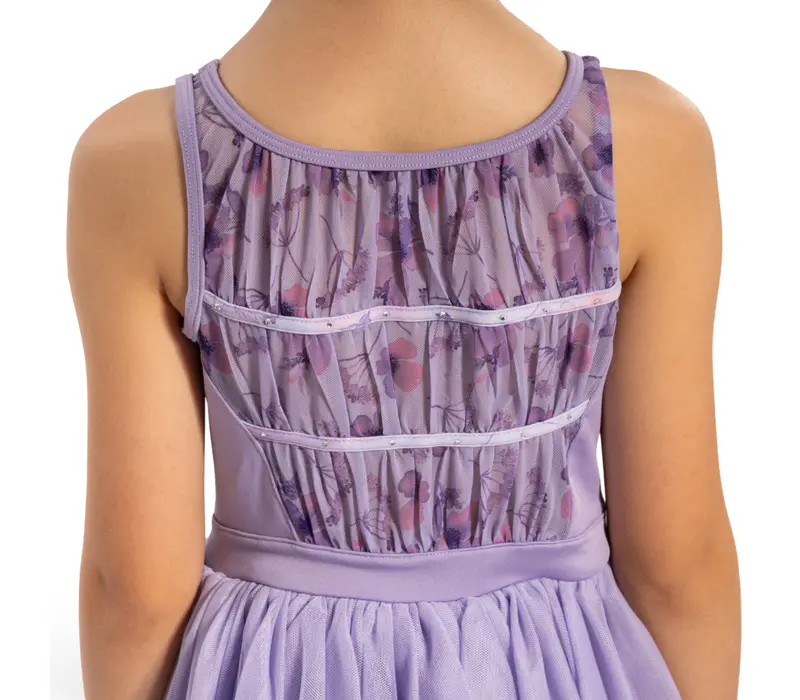 Bloch Evie Floral tank, dievčenský dres s tutu sukničkou na hrubé ramienka  - Orgovánová lilac Bloch