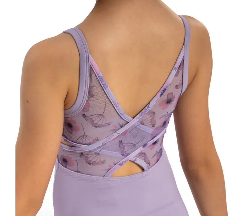 Bloch Lila Floral, dievčenský dres na tenké ramienka - Orgovánová lilac Bloch