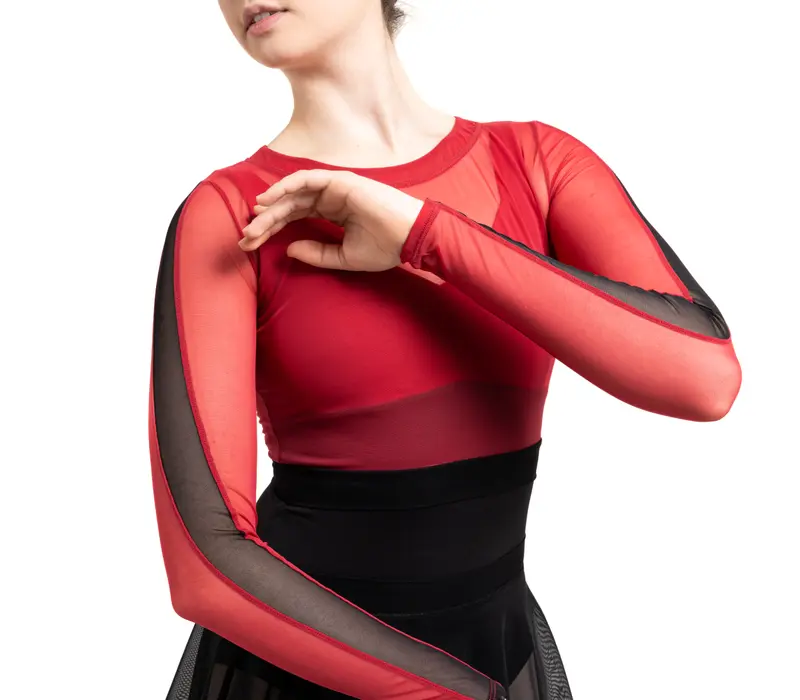 Capezio Cest La Vie Joyeux mesh cover up, dámsky top - Červená scarlet Capezio