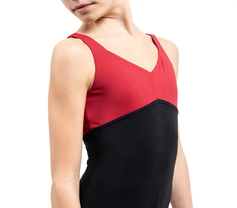 Capezio Cest La Vie Étoile Leotard, dievčenský dres na hrubšie ramienká - Červená scarlet Capezio