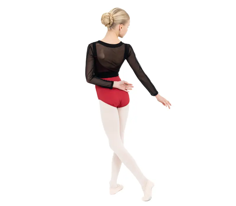 Capezio C'est La Vie Joyeux mesh cover up, dievčenský top - Čierna