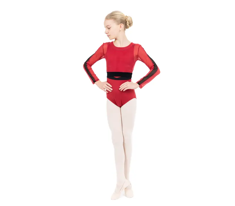 Capezio C'est La Vie Joyeux mesh cover up, dievčenský top - Červená scarlet Capezio