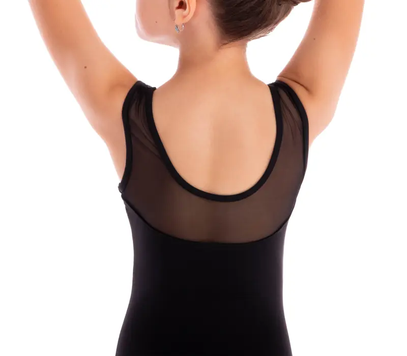 Capezio Star Mars Mesh back leotard, detský dres na hrubé ramienka  - Čierna