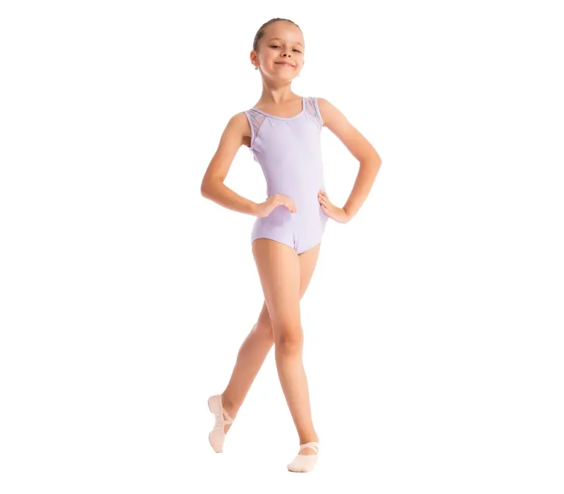 Capezio Star Mars Mesh back leotard, detský dres na hrubé ramienka  - Fialová - lavender