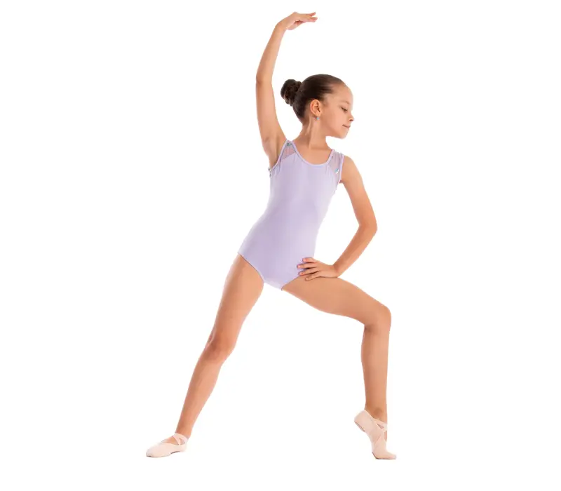 Capezio Star Mars Mesh back leotard, detský dres na hrubé ramienka  - Fialová - lavender