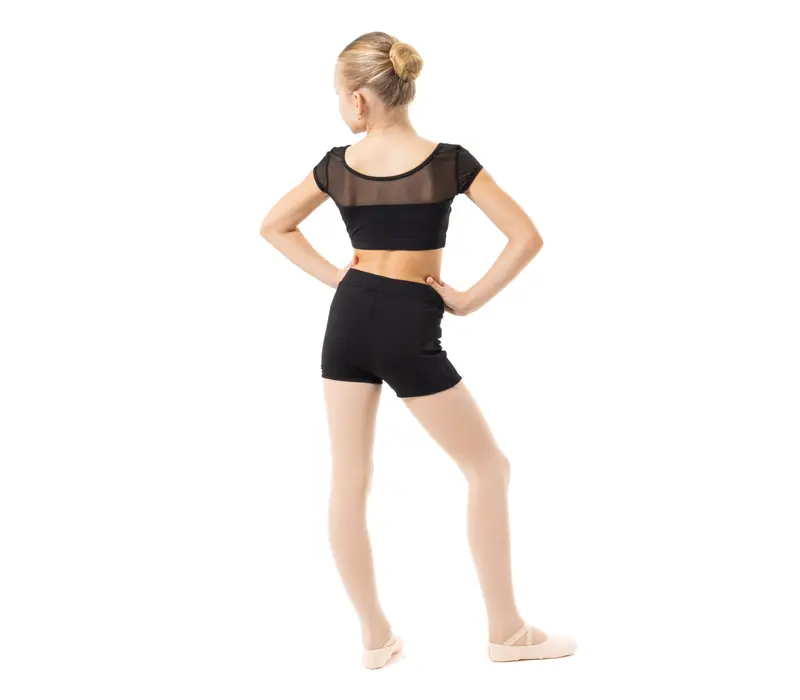 Capezio Star Cosmic Top, crop top pre dievčatá - Čierna