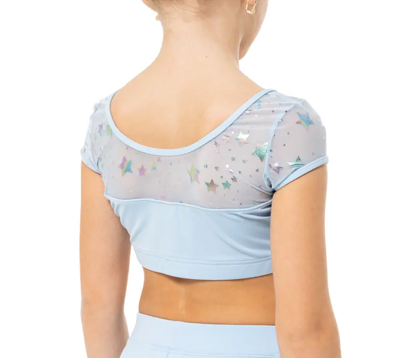 Capezio Star Cosmic Top, crop top pre dievčatá - Modrá svetlo Capezio