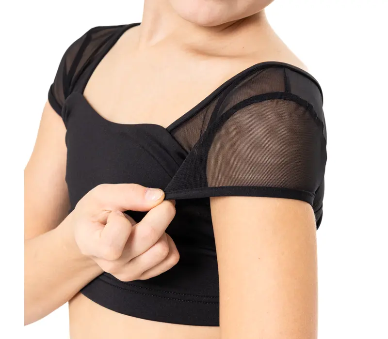 Capezio Star Cosmic Top, crop top pre dievčatá - Čierna