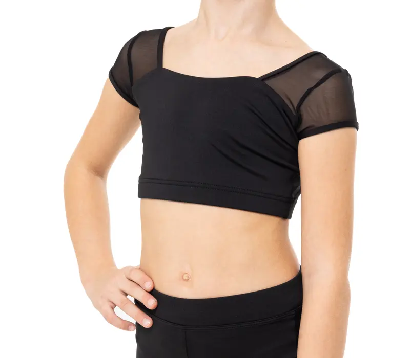 Capezio Star Cosmic Top, crop top pre dievčatá - Čierna