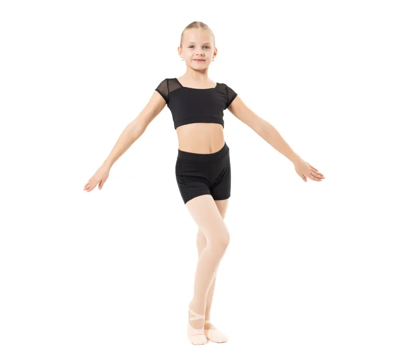 Capezio Star Cosmic Top, crop top pre dievčatá - Čierna