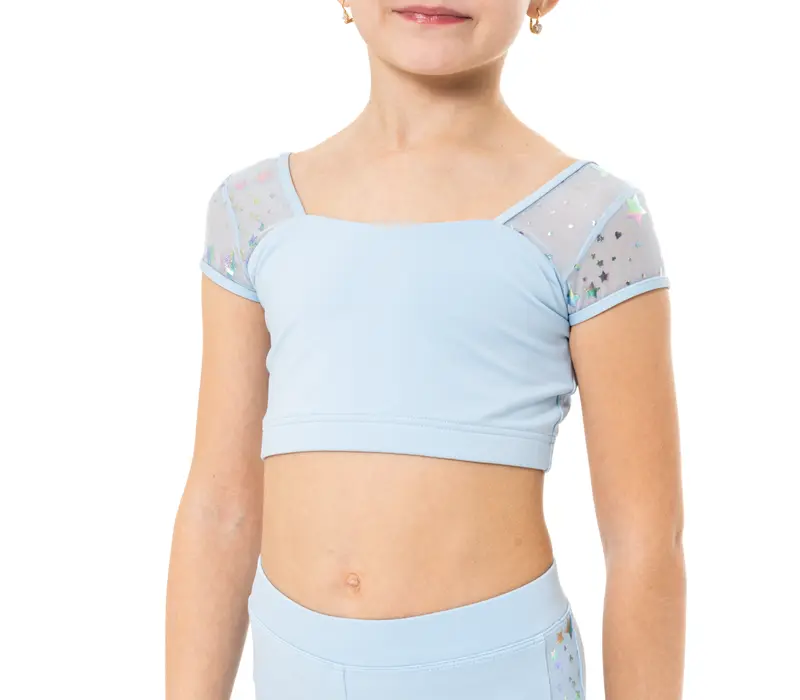 Capezio Star Cosmic Top, crop top pre dievčatá - Modrá svetlo Capezio